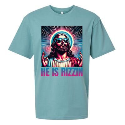 He Is Rizzin Jesus Is Rizzen Christan Sueded Cloud Jersey T-Shirt