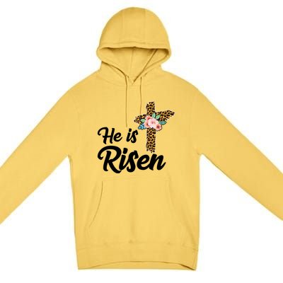 He Is Risen Jesus Christ Easter Cross Premium Pullover Hoodie