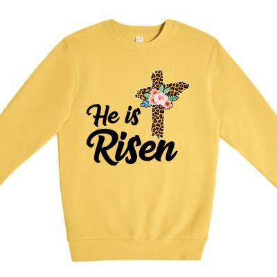 He Is Risen Jesus Christ Easter Cross Premium Crewneck Sweatshirt