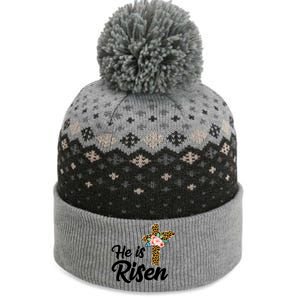 He Is Risen Jesus Christ Easter Cross The Baniff Cuffed Pom Beanie