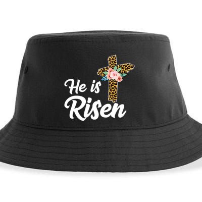 He Is Risen Jesus Christ Easter Cross Sustainable Bucket Hat