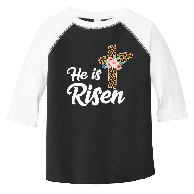 He Is Risen Jesus Christ Easter Cross Toddler Fine Jersey T-Shirt