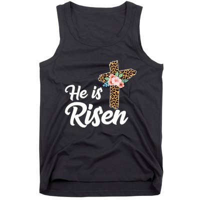 He Is Risen Jesus Christ Easter Cross Tank Top