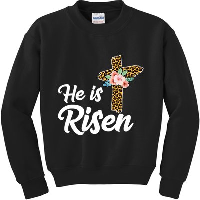 He Is Risen Jesus Christ Easter Cross Kids Sweatshirt