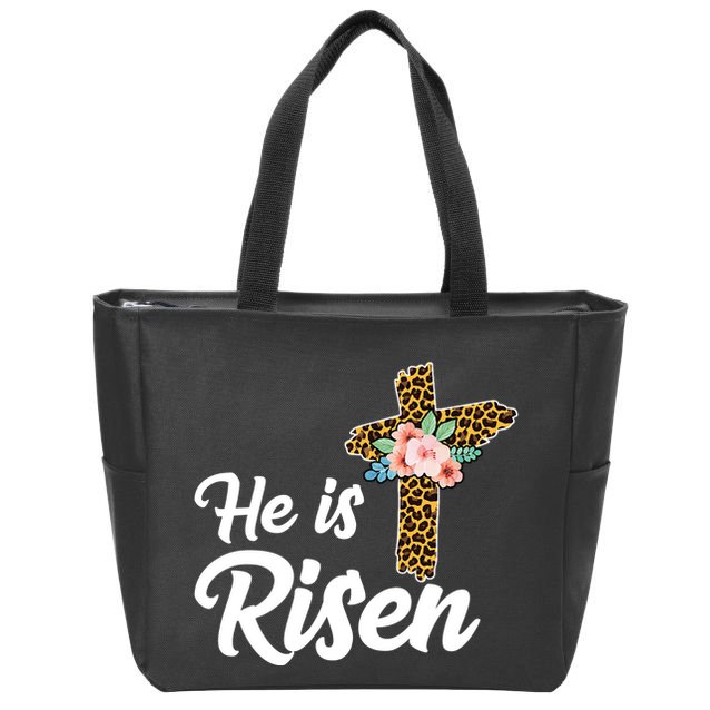 He Is Risen Jesus Christ Easter Cross Zip Tote Bag