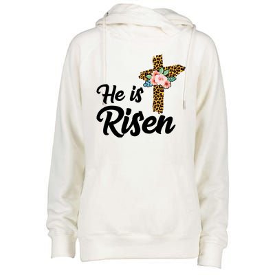 He Is Risen Jesus Christ Easter Cross Womens Funnel Neck Pullover Hood