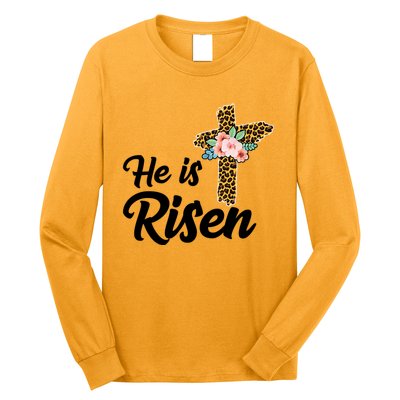 He Is Risen Jesus Christ Easter Cross Long Sleeve Shirt