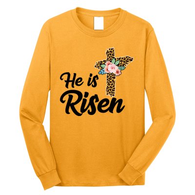 He Is Risen Jesus Christ Easter Cross Long Sleeve Shirt