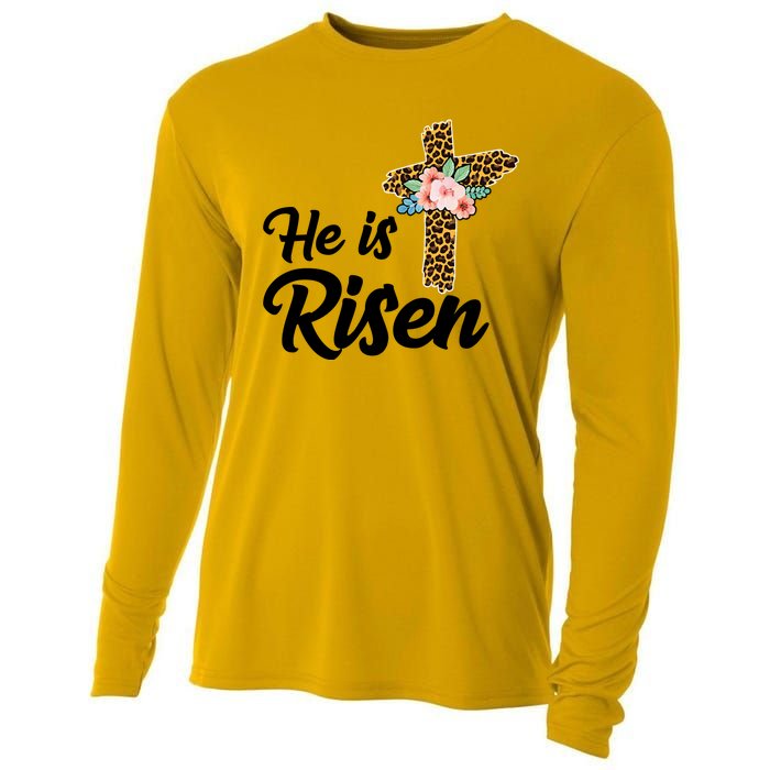 He Is Risen Jesus Christ Easter Cross Cooling Performance Long Sleeve Crew