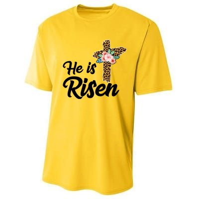 He Is Risen Jesus Christ Easter Cross Performance Sprint T-Shirt