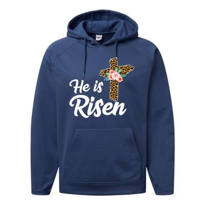 He Is Risen Jesus Christ Easter Cross Performance Fleece Hoodie