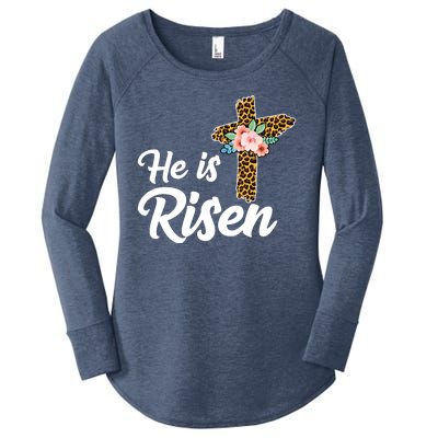 He Is Risen Jesus Christ Easter Cross Women's Perfect Tri Tunic Long Sleeve Shirt