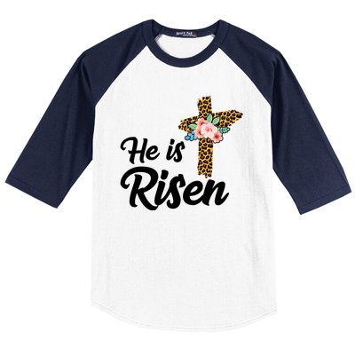 He Is Risen Jesus Christ Easter Cross Baseball Sleeve Shirt