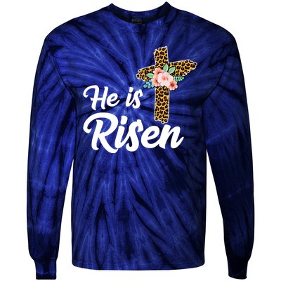 He Is Risen Jesus Christ Easter Cross Tie-Dye Long Sleeve Shirt