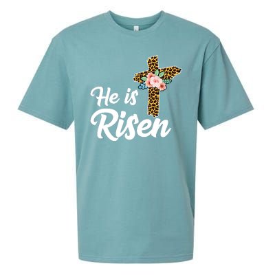 He Is Risen Jesus Christ Easter Cross Sueded Cloud Jersey T-Shirt