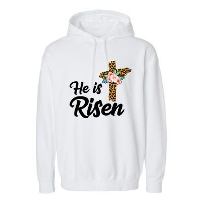 He Is Risen Jesus Christ Easter Cross Garment-Dyed Fleece Hoodie