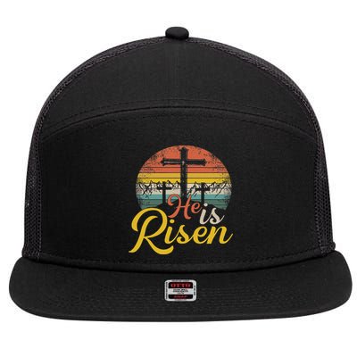 He Is Risen Christian Easter Jesus 7 Panel Mesh Trucker Snapback Hat