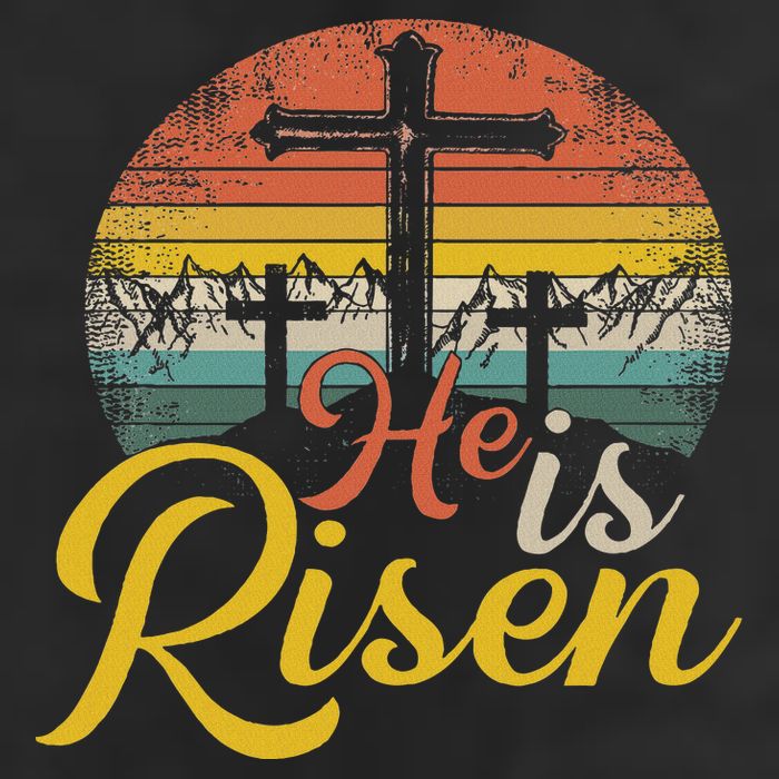 He Is Risen Christian Easter Jesus 7 Panel Mesh Trucker Snapback Hat