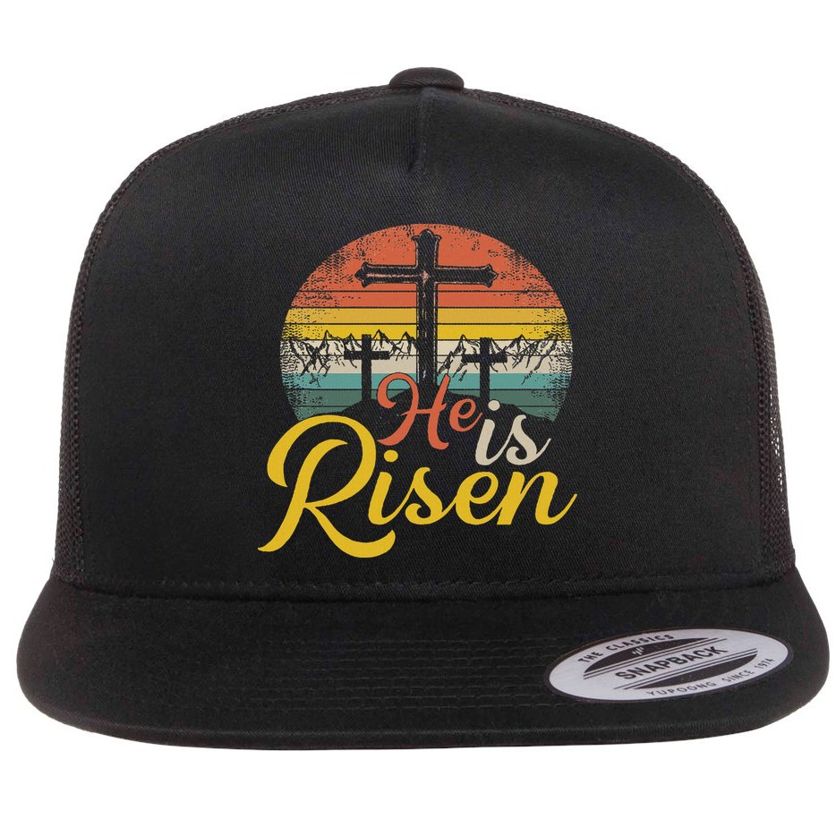 He Is Risen Christian Easter Jesus Flat Bill Trucker Hat