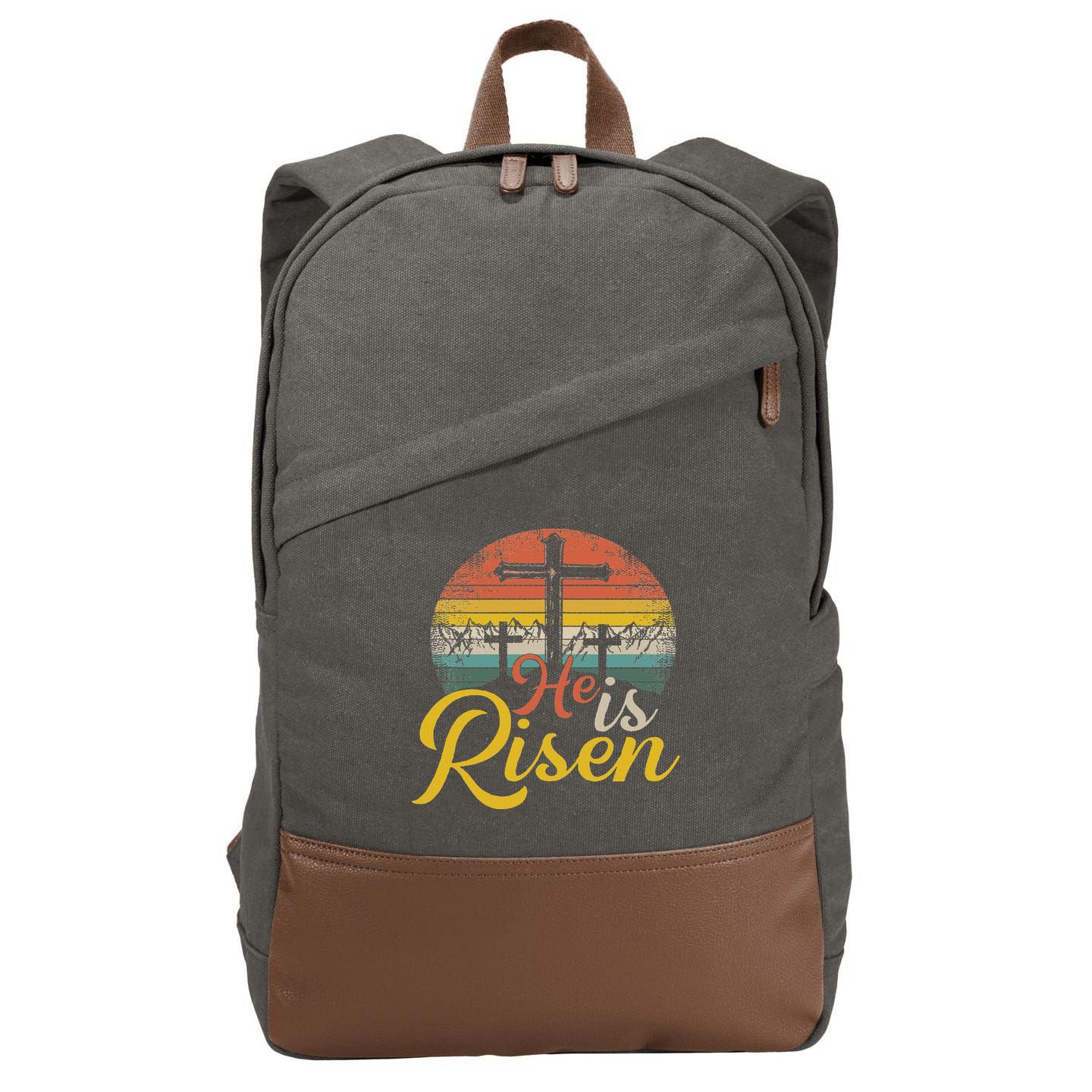 He Is Risen Christian Easter Jesus Cotton Canvas Backpack