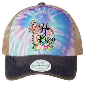 He Is Risen Cross Jesus Easter Christians Leopard Women Legacy Tie Dye Trucker Hat