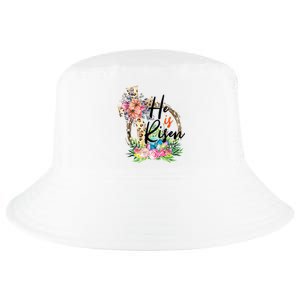 He Is Risen Cross Jesus Easter Christians Leopard Women Cool Comfort Performance Bucket Hat