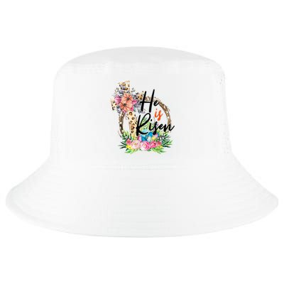 He Is Risen Cross Jesus Easter Christians Leopard Women Cool Comfort Performance Bucket Hat