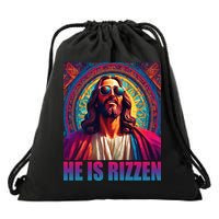 He Is Rizzen Jesus Portrait Risen Drawstring Bag