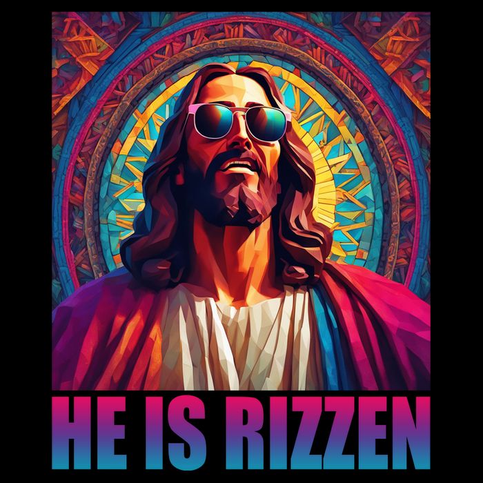 He Is Rizzen Jesus Portrait Risen Drawstring Bag