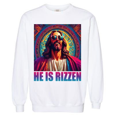 He Is Rizzen Jesus Portrait Risen Garment-Dyed Sweatshirt