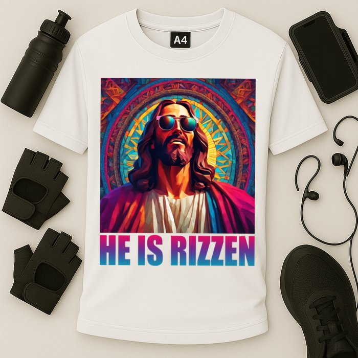 He Is Rizzen Jesus Portrait Risen Performance Shirt