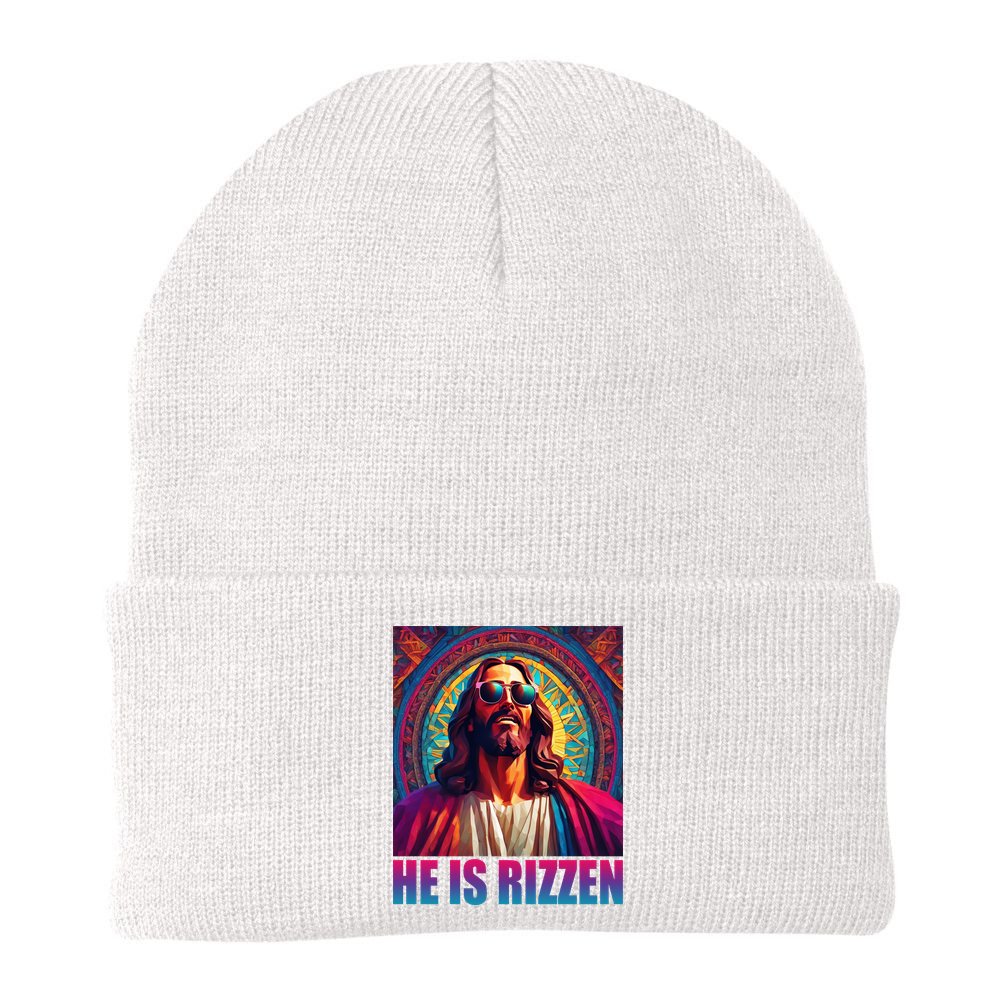 He Is Rizzen Jesus Portrait Risen Beanie