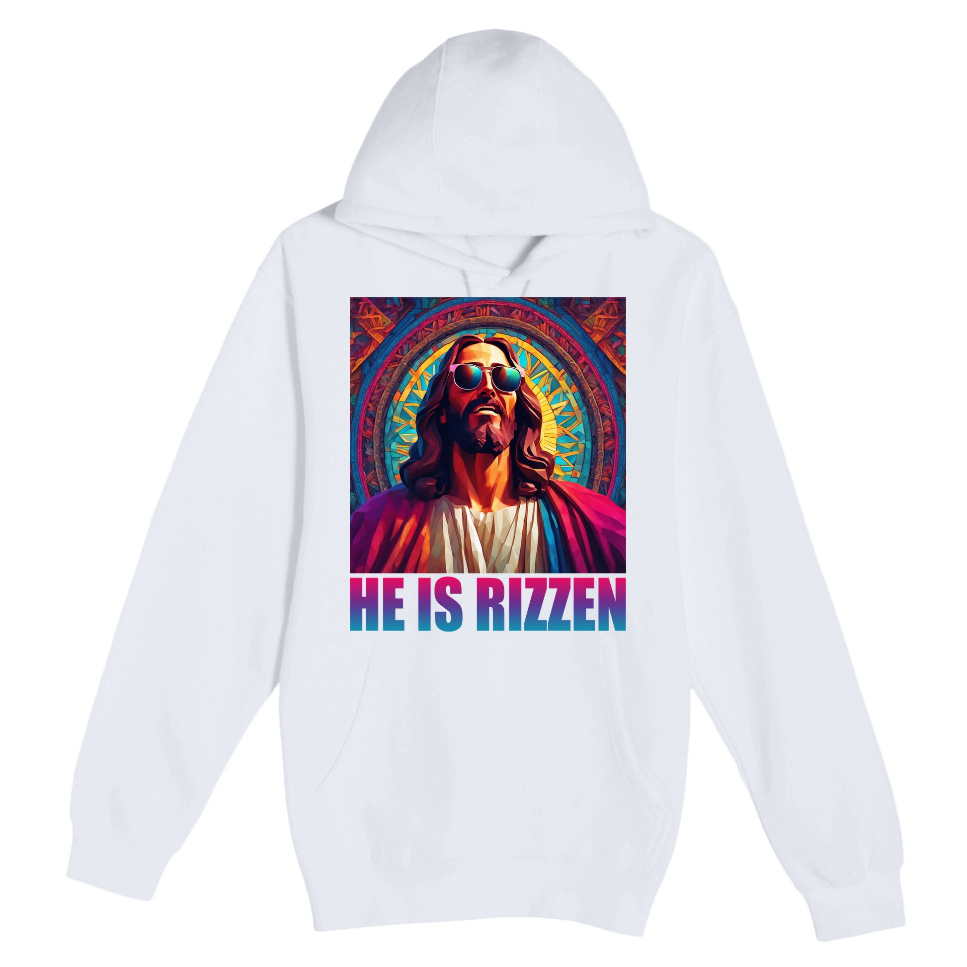 He Is Rizzen Jesus Portrait Risen Premium Pullover Hoodie