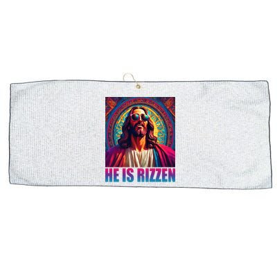 He Is Rizzen Jesus Portrait Risen Large Microfiber Waffle Golf Towel
