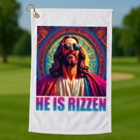He Is Rizzen Jesus Portrait Risen Golf Towel