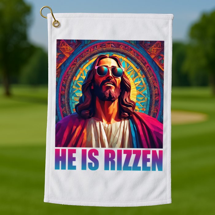 He Is Rizzen Jesus Portrait Risen Golf Towel