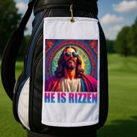 He Is Rizzen Jesus Portrait Risen Golf Towel