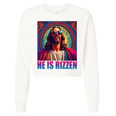 He Is Rizzen Jesus Portrait Risen Cropped Pullover Crew