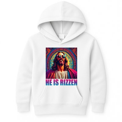 He Is Rizzen Jesus Portrait Risen Kids Hoodie