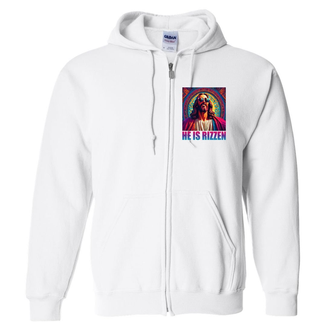 He Is Rizzen Jesus Portrait Risen Full Zip Hoodie
