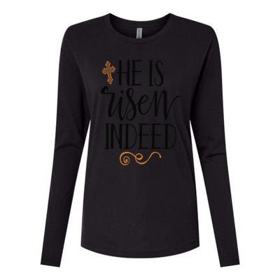 He Is Risen Indeed Easter Christian Cross Jesus Religious Womens Cotton Relaxed Long Sleeve T-Shirt