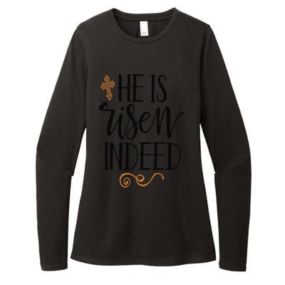 He Is Risen Indeed Easter Christian Cross Jesus Religious Womens CVC Long Sleeve Shirt