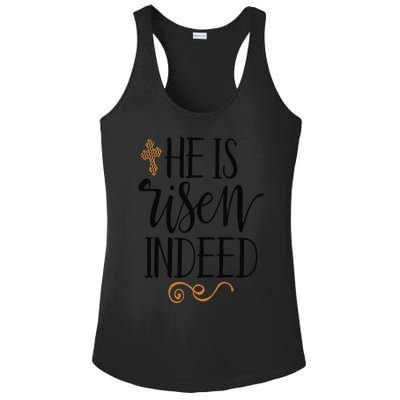 He Is Risen Indeed Easter Christian Cross Jesus Religious Ladies PosiCharge Competitor Racerback Tank