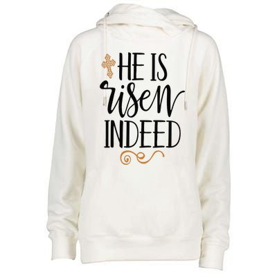 He Is Risen Indeed Easter Christian Cross Jesus Religious Womens Funnel Neck Pullover Hood