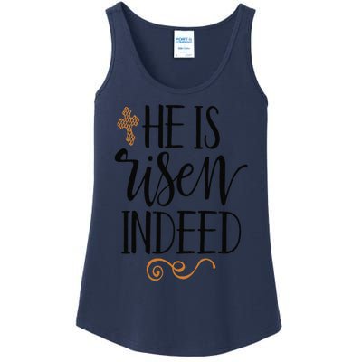 He Is Risen Indeed Easter Christian Cross Jesus Religious Ladies Essential Tank