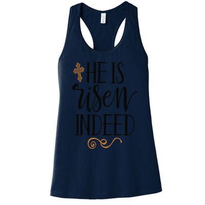 He Is Risen Indeed Easter Christian Cross Jesus Religious Women's Racerback Tank