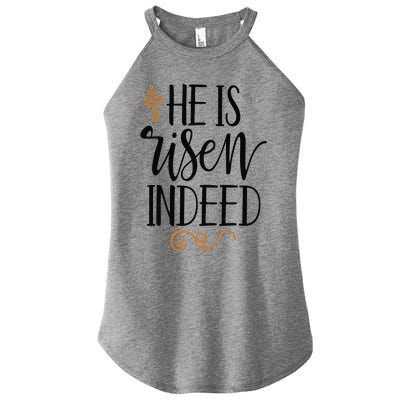 He Is Risen Indeed Easter Christian Cross Jesus Religious Women's Perfect Tri Rocker Tank