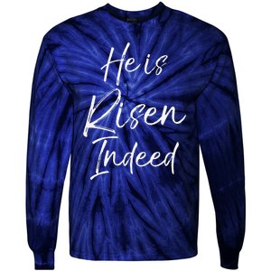 He Is Risen Indeed For Women Christian Easter Tie-Dye Long Sleeve Shirt