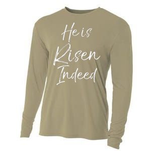 He Is Risen Indeed For Women Christian Easter Cooling Performance Long Sleeve Crew