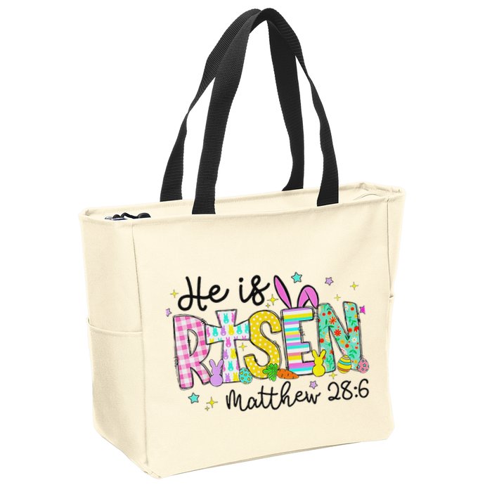 He Is Risen Jesus Christian Happy Easter Zip Tote Bag